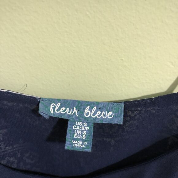 Fleur Bleue Women's Camisole Spaghetti Strap Top Blue Pattern Size Small - Picture 3 of 5